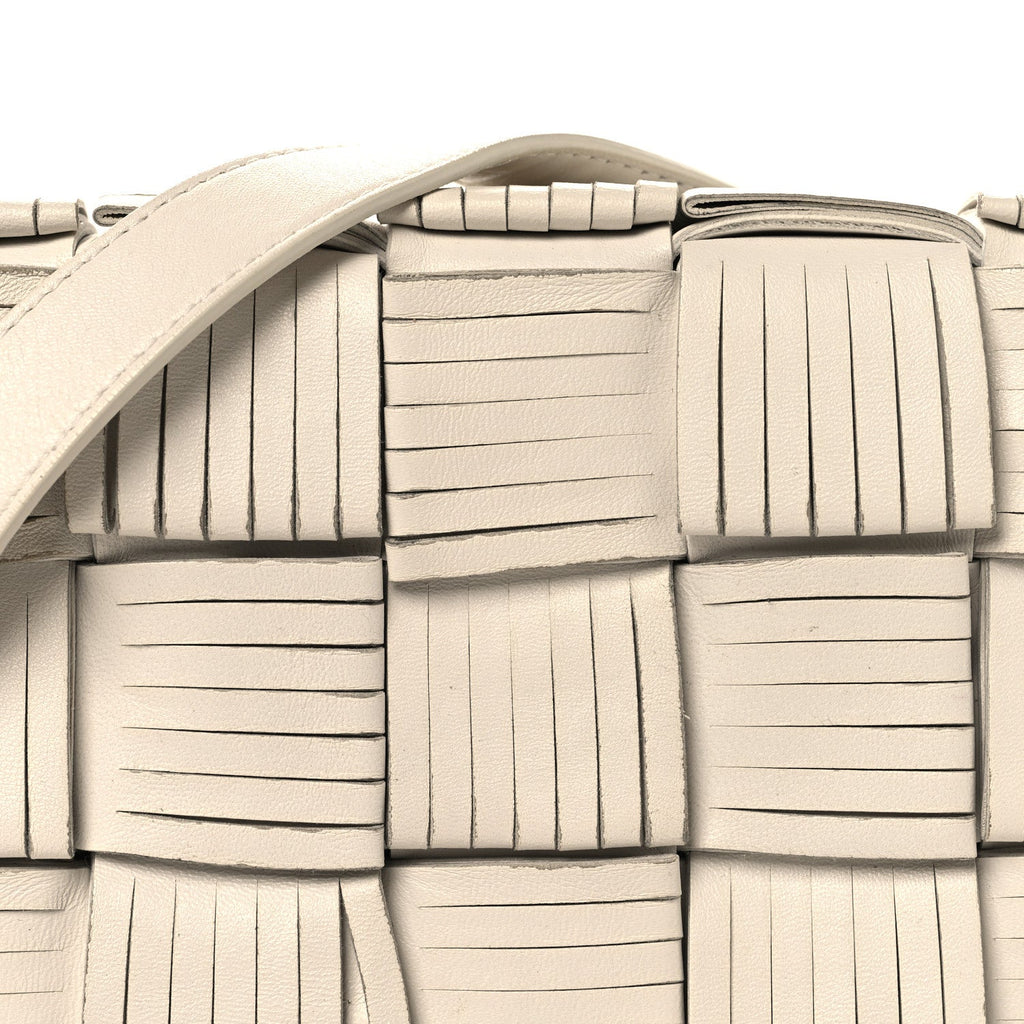 Nappa Maxi Intrecciato Fringed Cassette Crossbody Bag White
