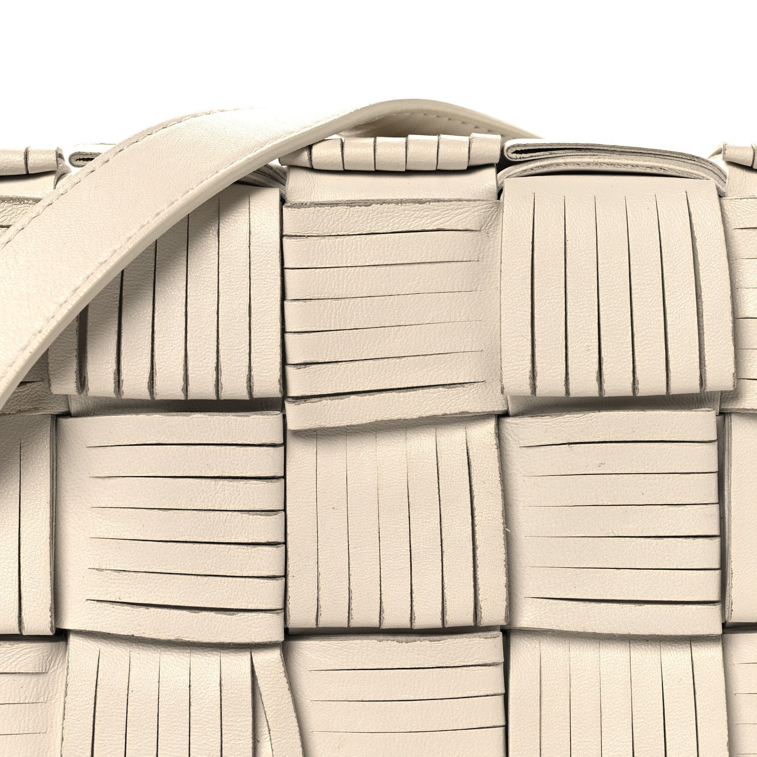 Nappa Maxi Intrecciato Fringed Cassette Crossbody Bag White