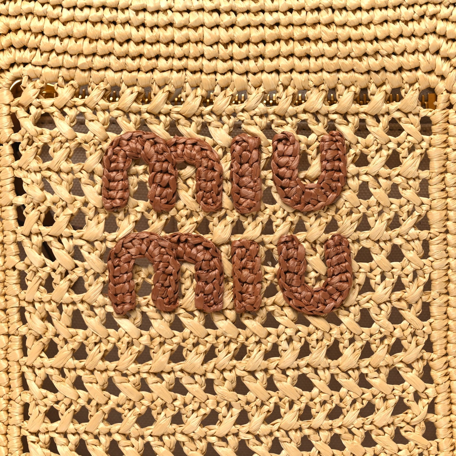 Raffia Crochet Woven Tote Bag Beige