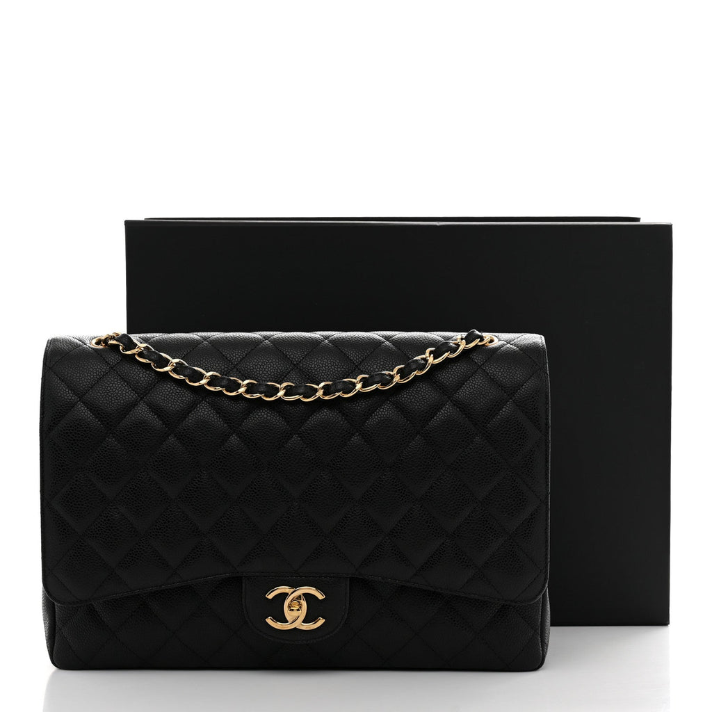 Caviar Quilted Maxi Double Flap Black