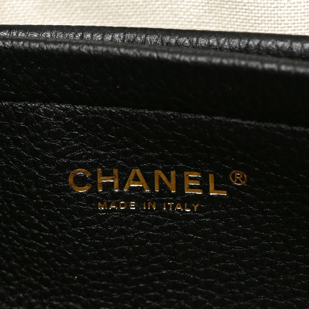Grained Calfskin Stitched Urban Essentials Small Shopping Bag Black