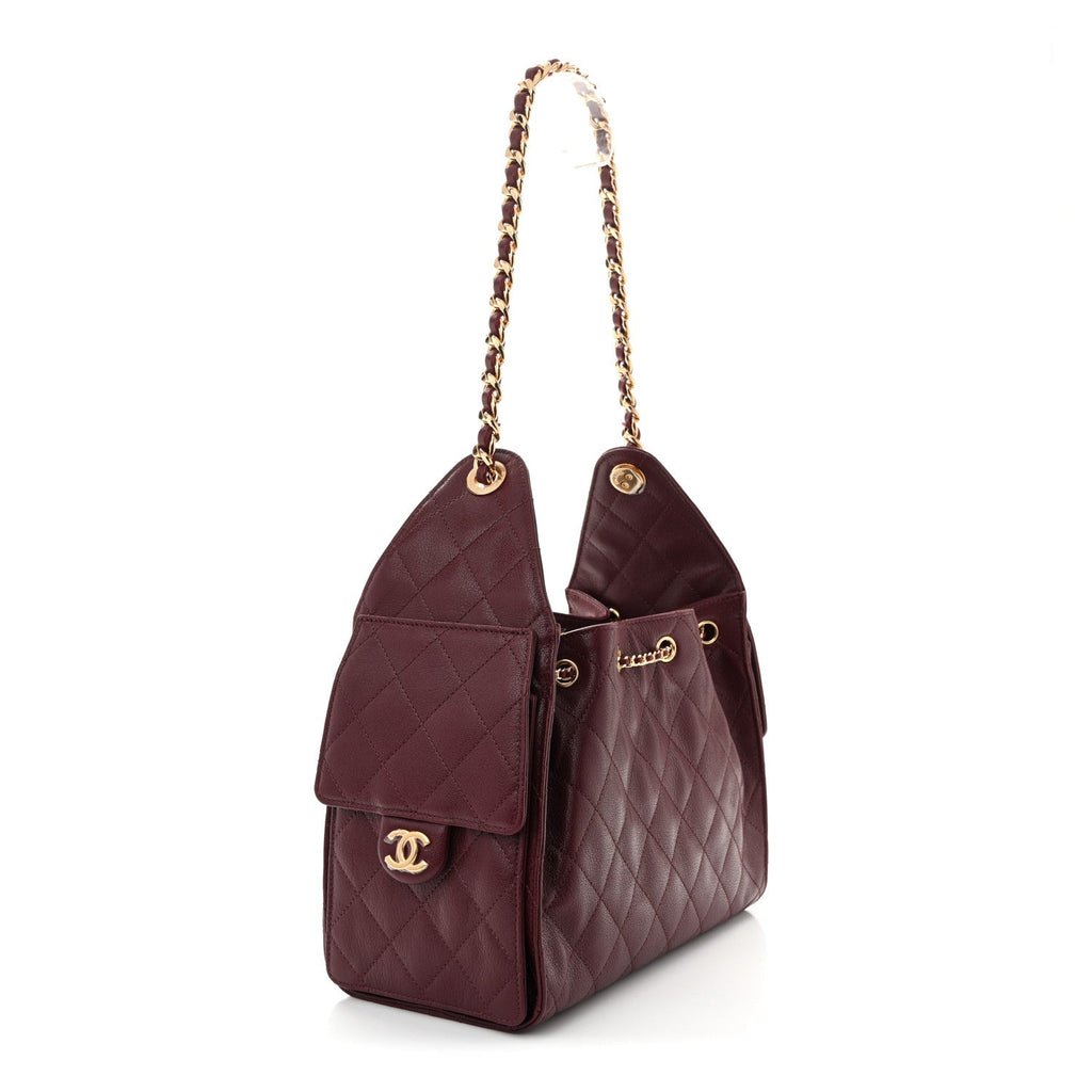 Goatskin Quilted Small Chanel 25 Handbag Dark Burgundy