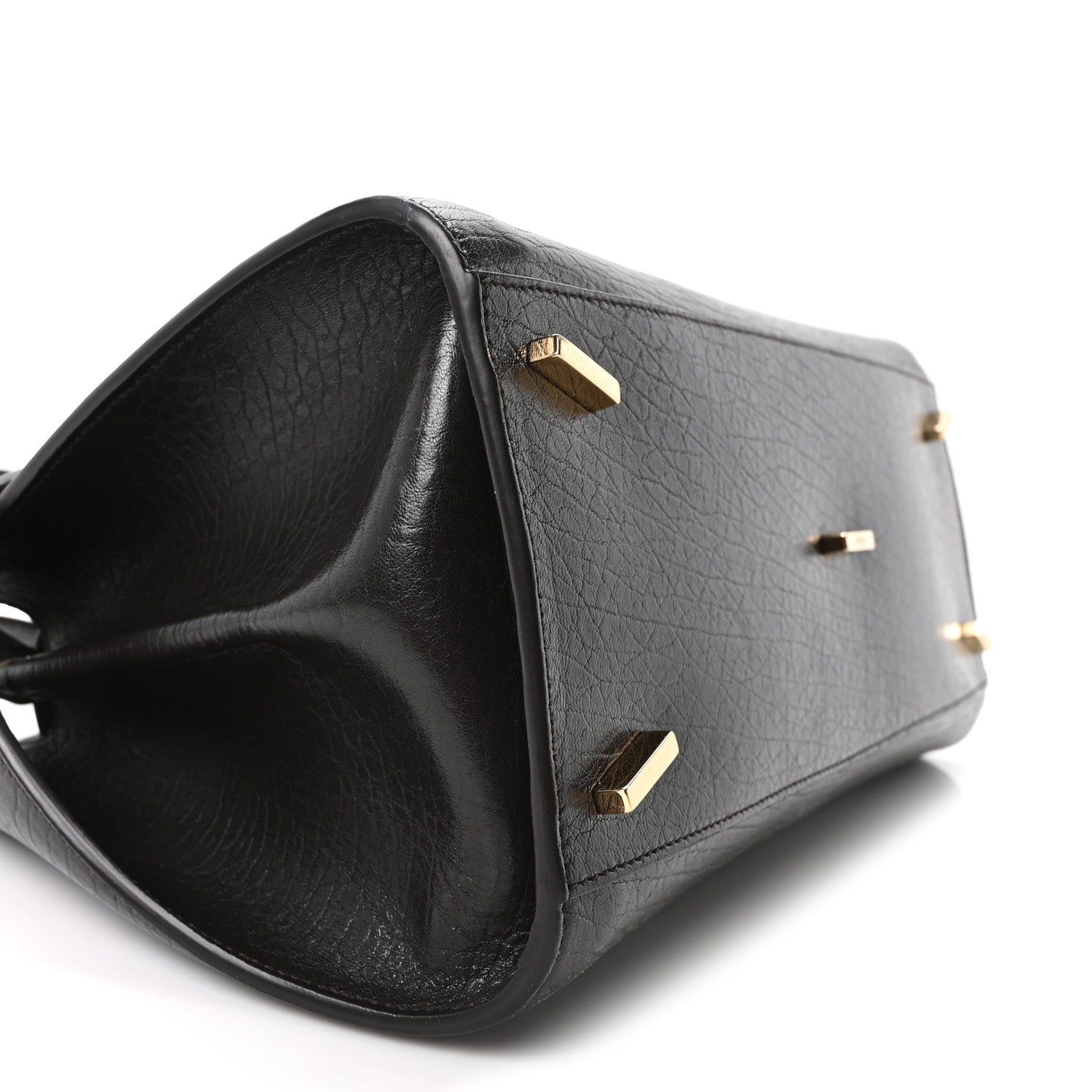 Washed Calfskin Medium Hug Soft Bicolor Shoulder Bag Black Testa Di Moro