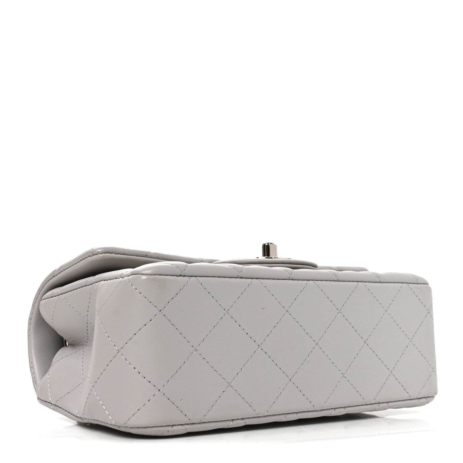 Lambskin Quilted Mini Rectangular Flap Light Grey