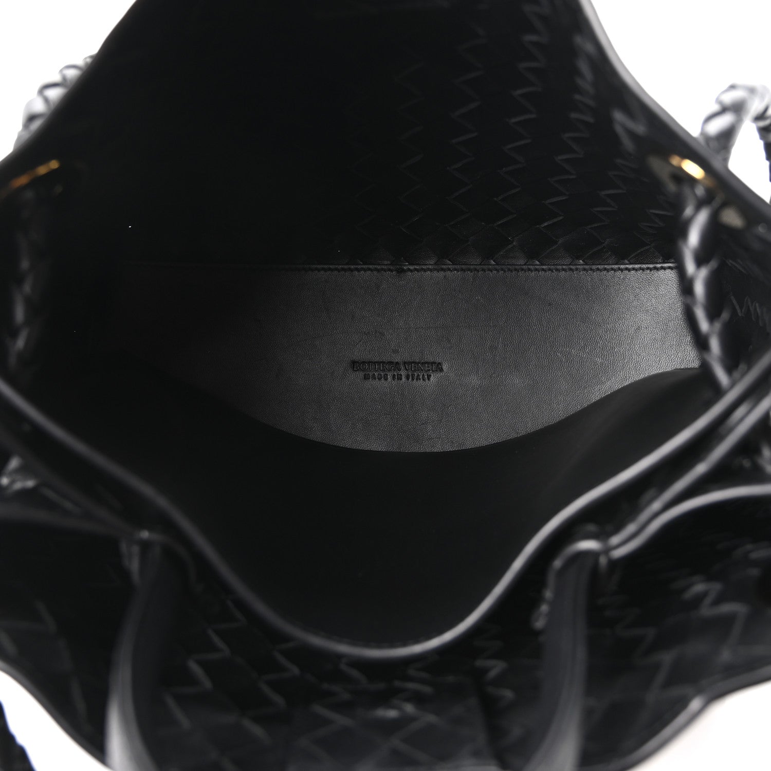 Nappa Intrecciato Medium Andiamo Shoulder Bag Black