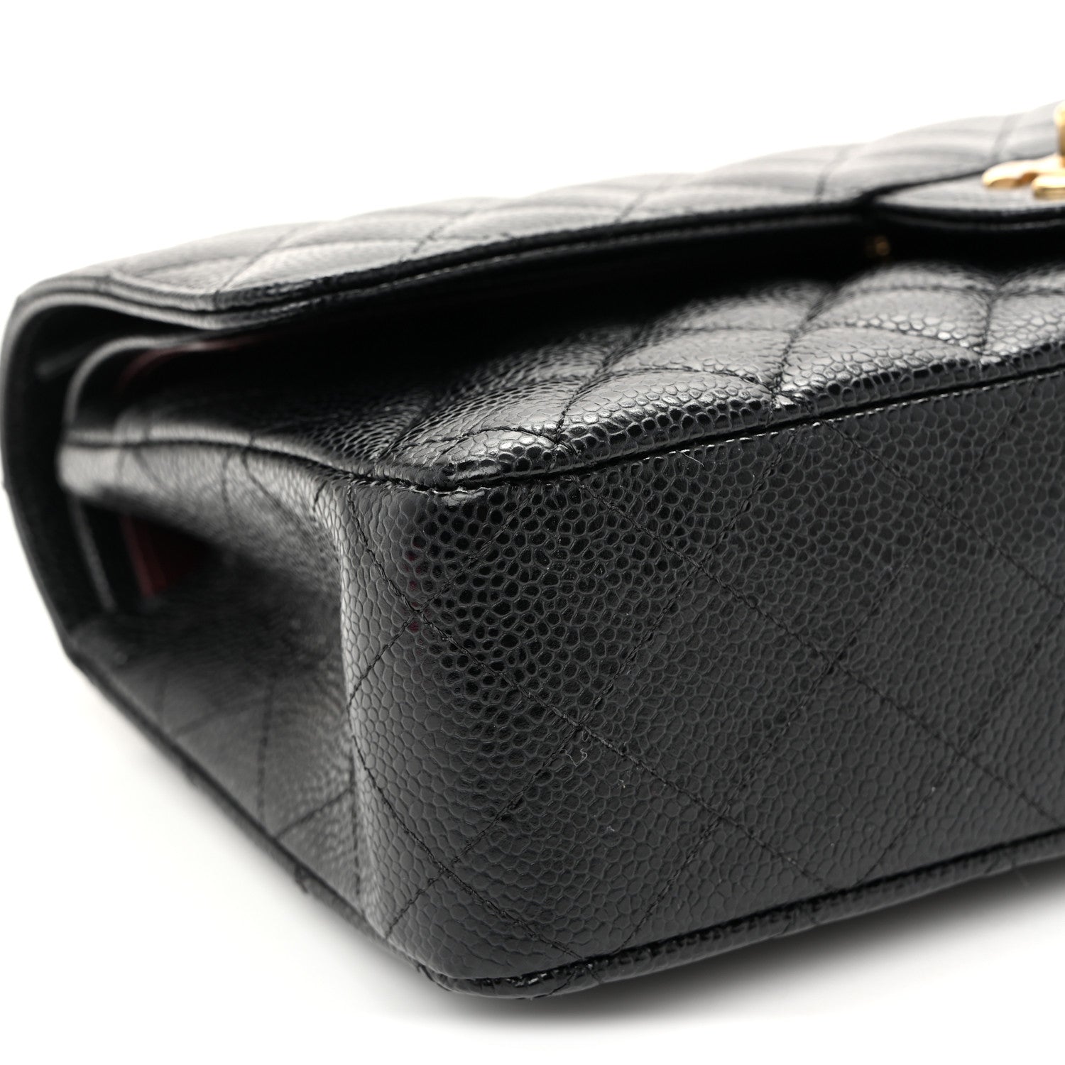 Caviar Quilted Medium Double Flap Black