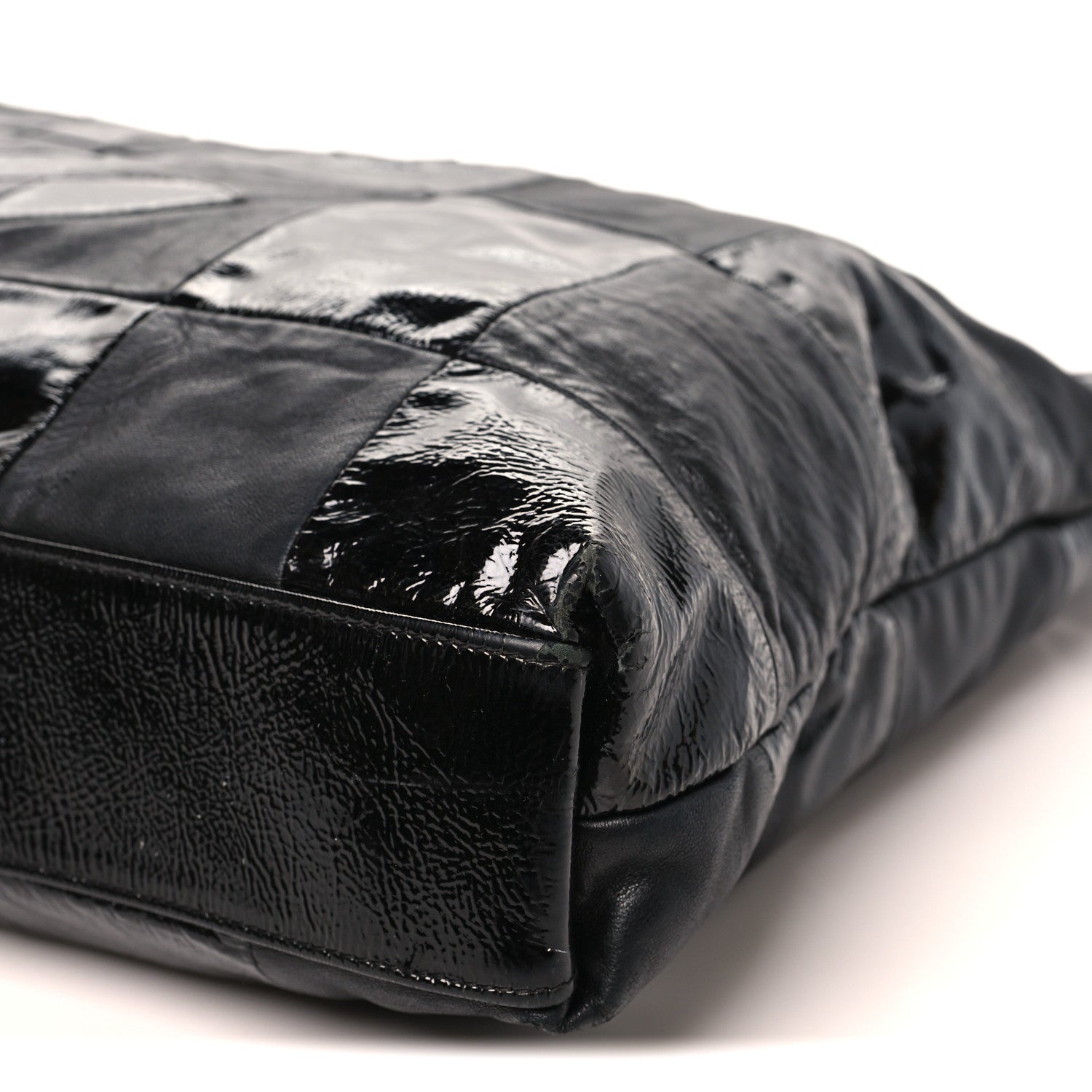 Patent Patchwork Large Brooklyn Tote Black
