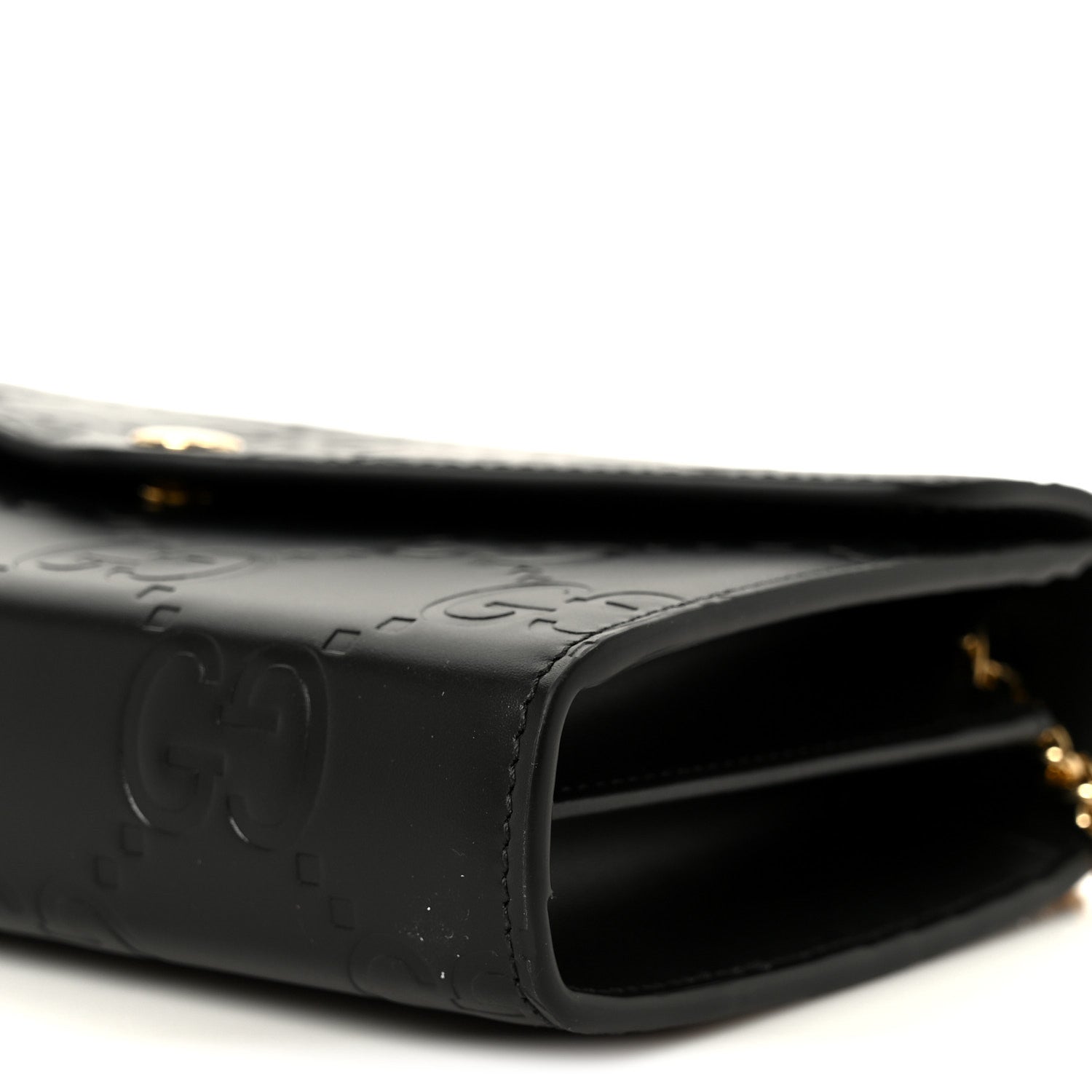Calfskin GG Debossed Chain Wallet Black