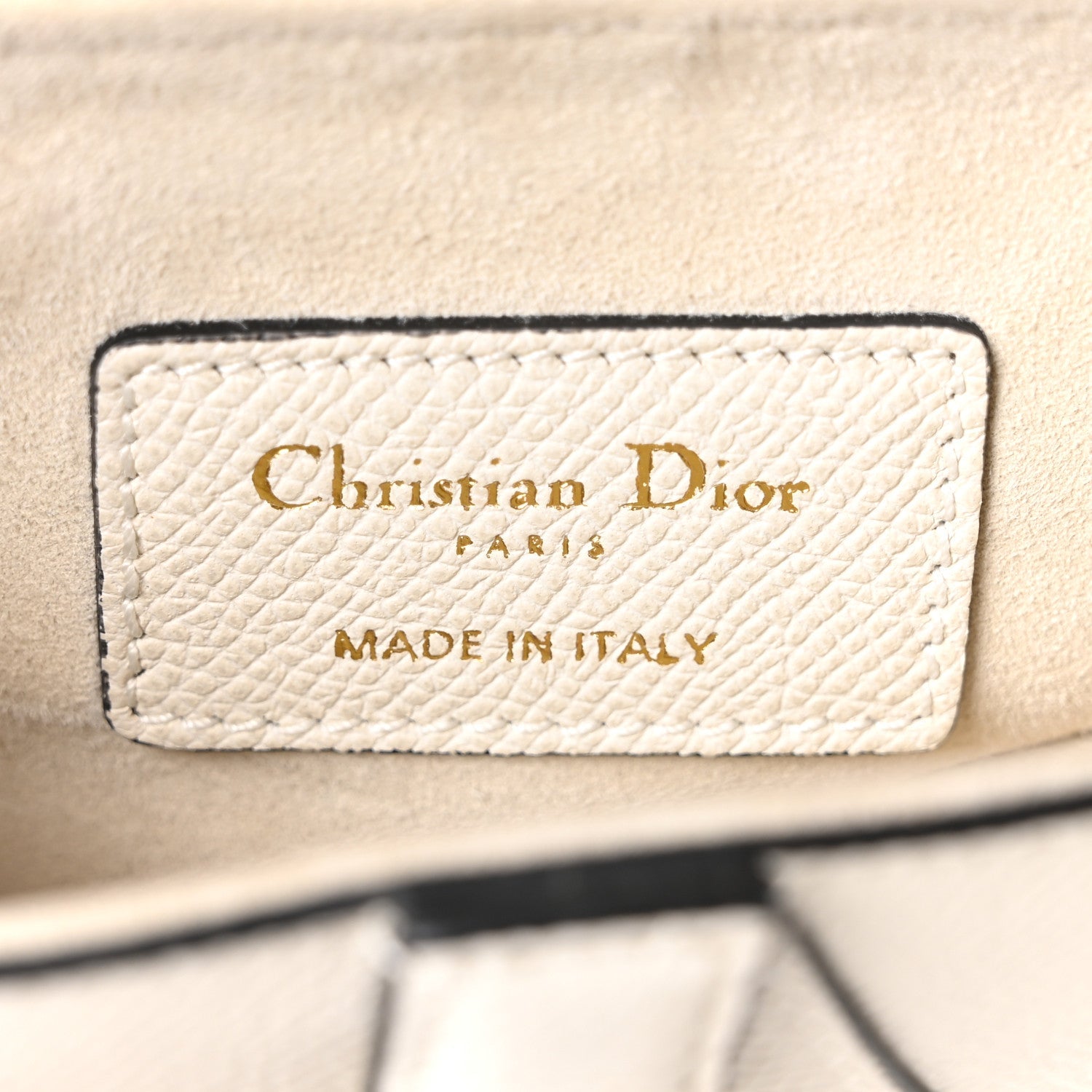 Grained Calfskin Mini Saddle Bag White