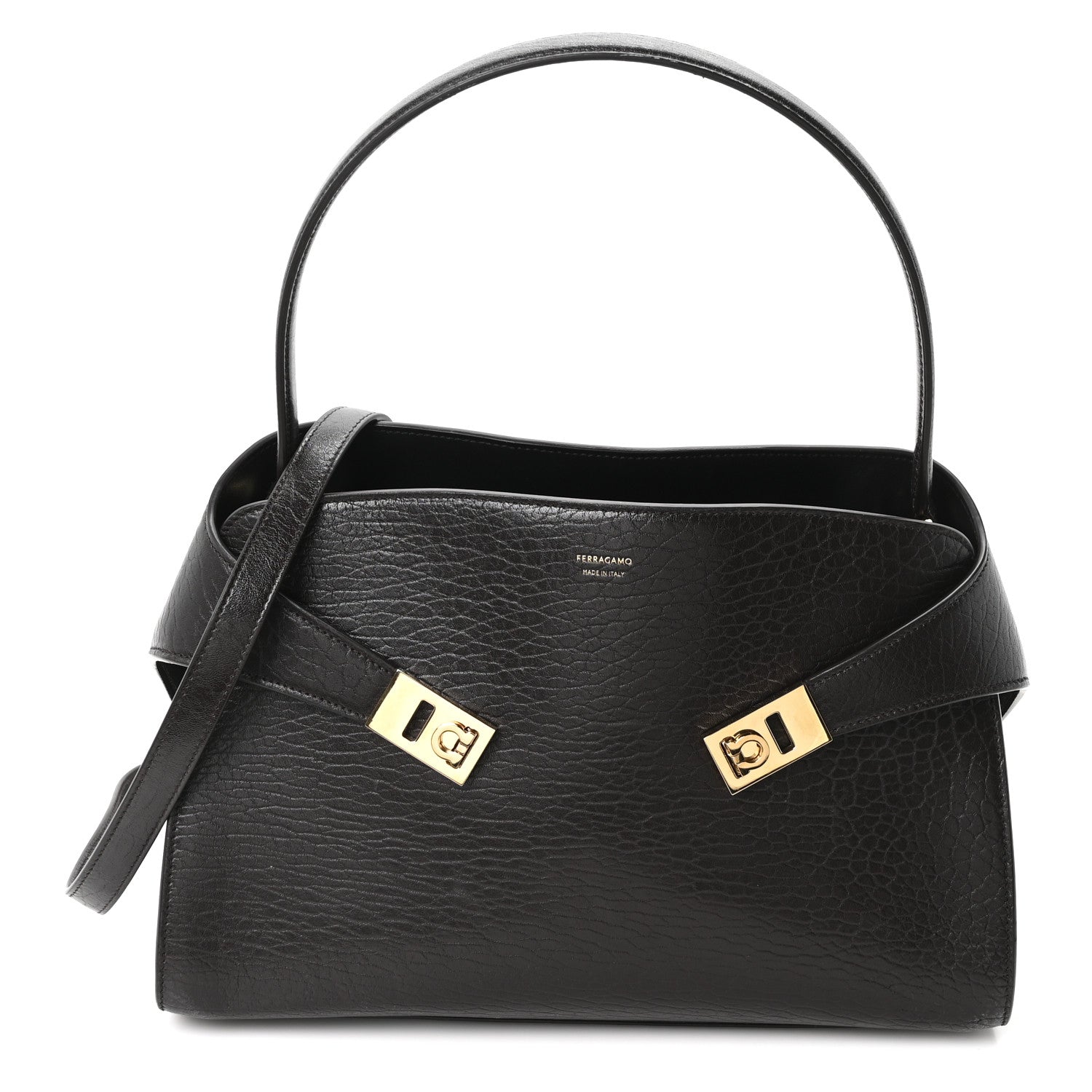 Washed Calfskin Medium Hug Soft Bicolor Shoulder Bag Black Testa Di Moro