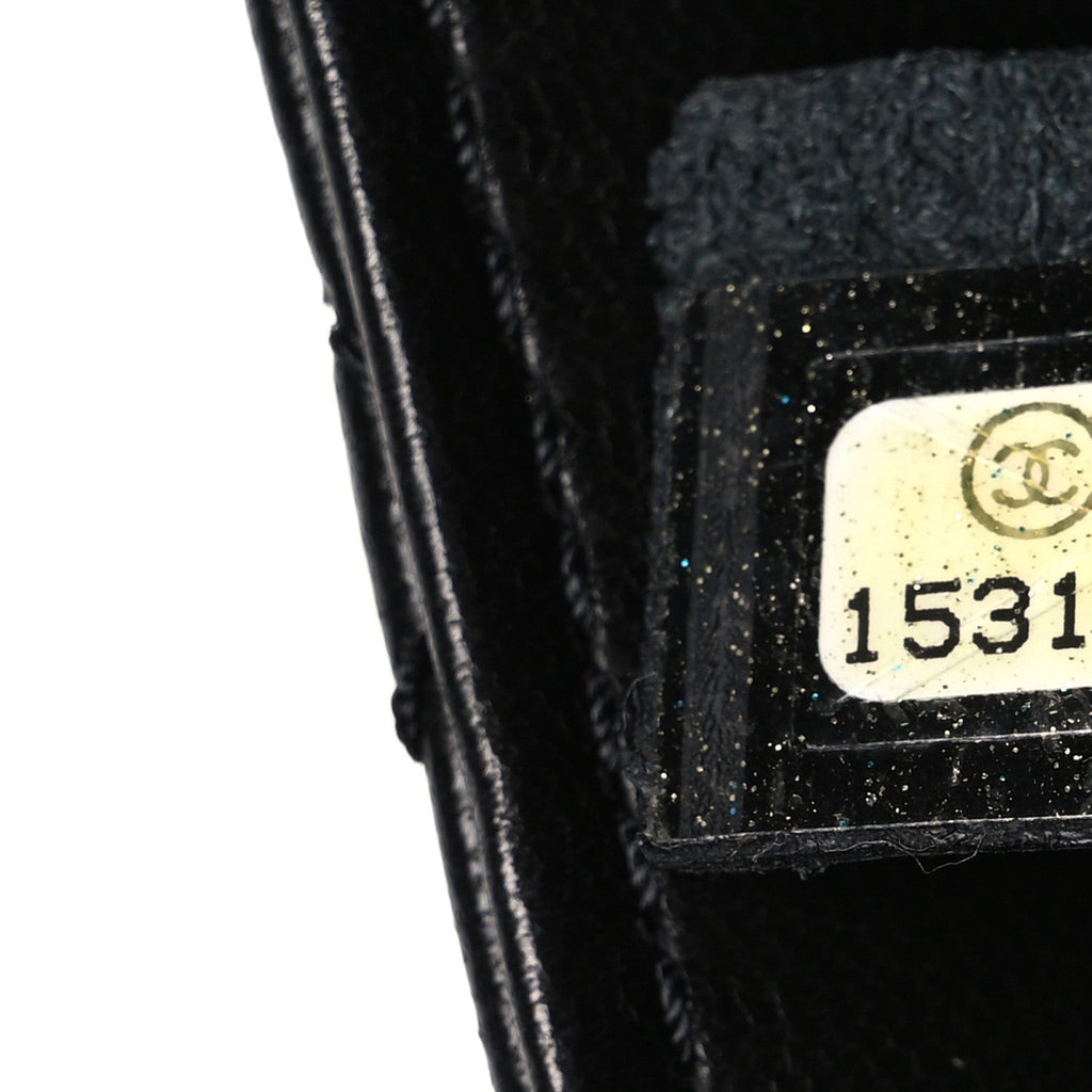 Lambskin Quilted Jumbo 3 Flap Black