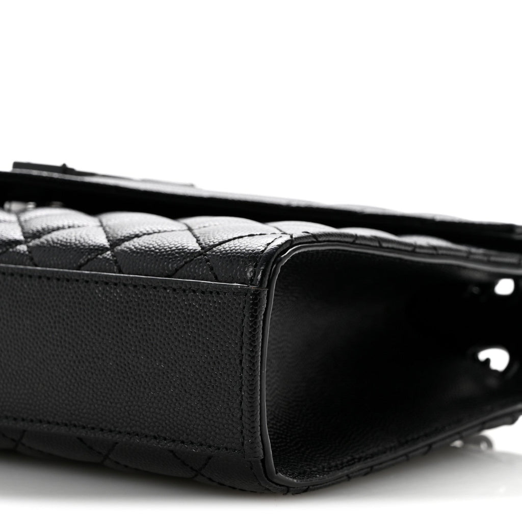 Grain De Poudre Textured Mixed Matelasse Triquilt Medium Monogram Monochrome Satchel Black