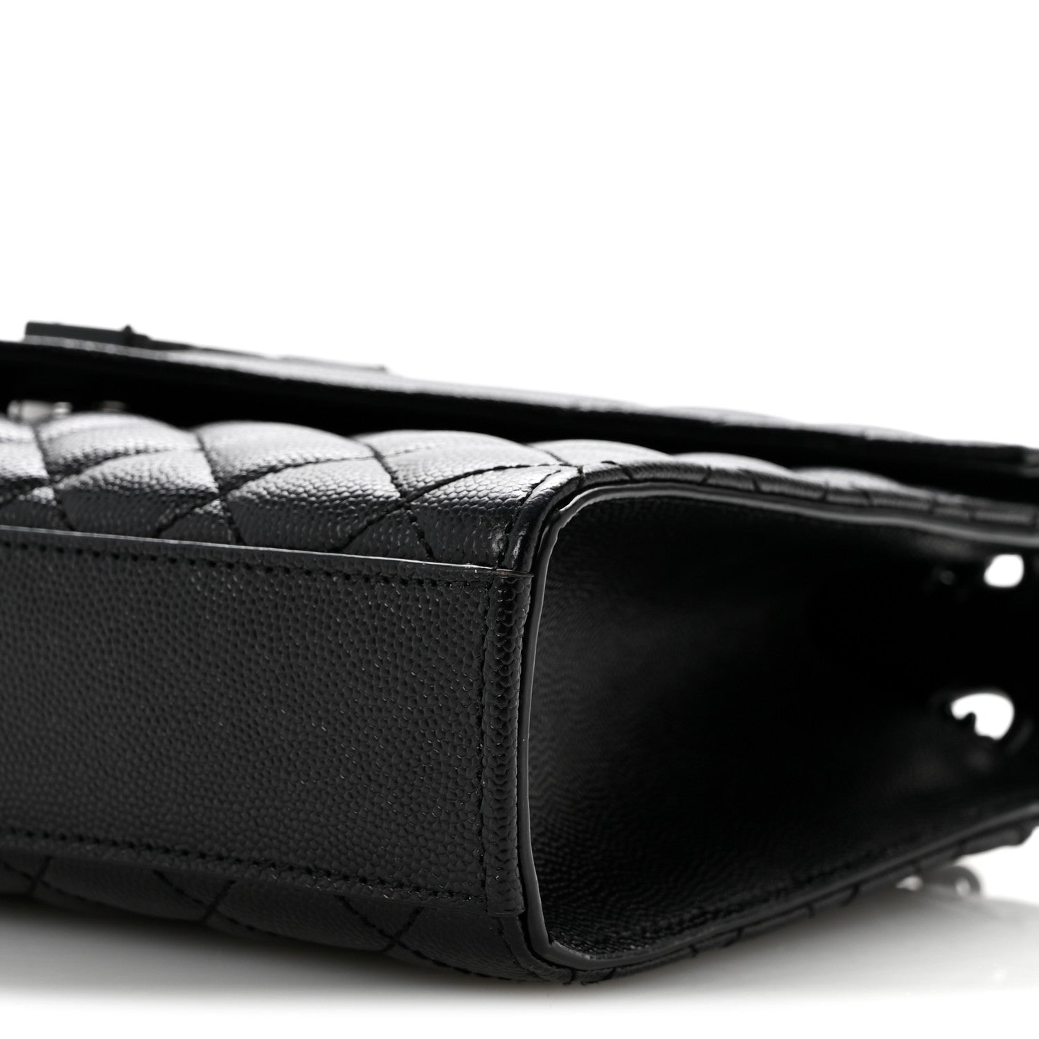 Grain De Poudre Textured Mixed Matelasse Triquilt Medium Monogram Monochrome Satchel Black