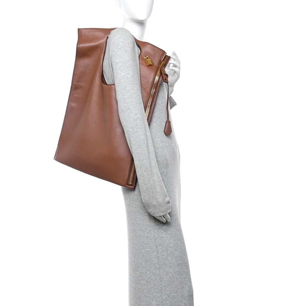 Ramskin Large Alix Padlock Zip Shoulder Bag Brown