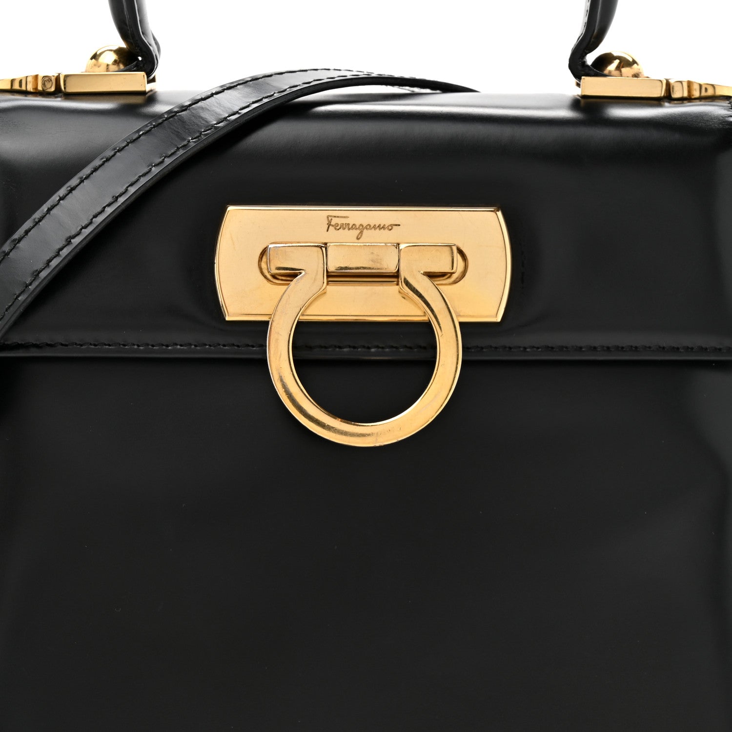 Brushed Off Calfskin Small Iconic Top Handle Black