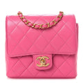 Goatskin Quilted Mini Square Flap Pink