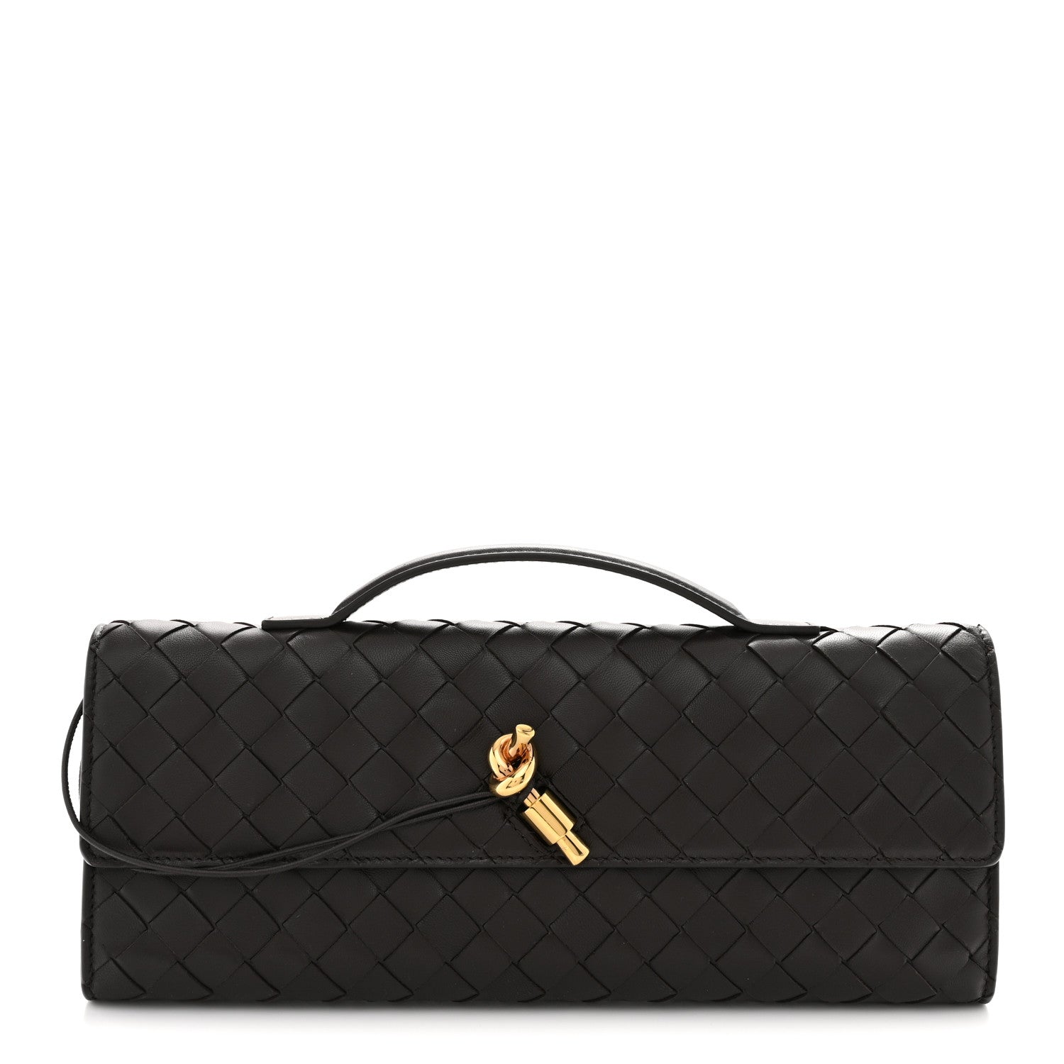 Nappa Intrecciato Long Andiamo Top Handle Clutch Fondant