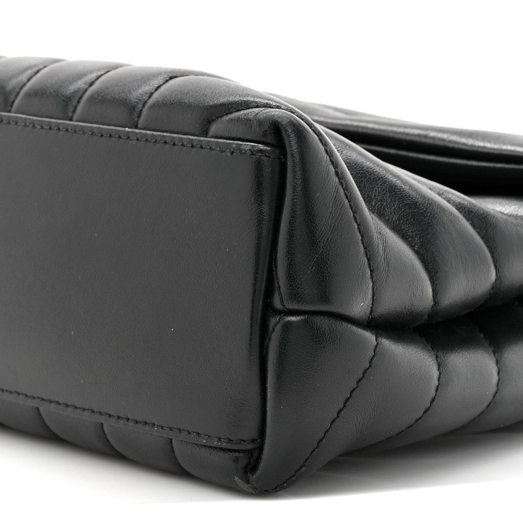 Calfskin Y Quilted Monogram Small Loulou Chain Satchel Black Black