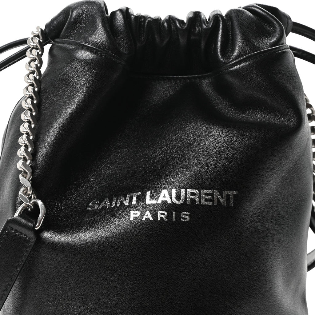 Lambskin Small Teddy Bucket Bag Black
