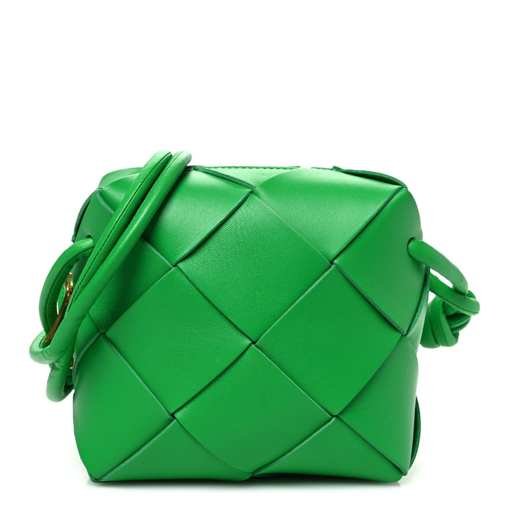 Lambskin Maxi Intrecciato Mini Cassette Camera Bag Parakeet