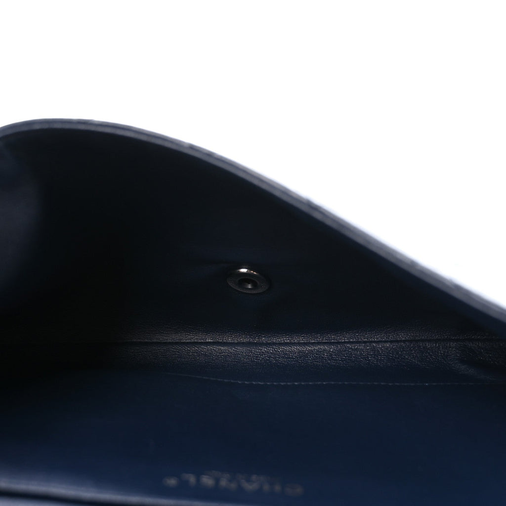 Lambskin Quilted Clutch with Chain Flap Navy