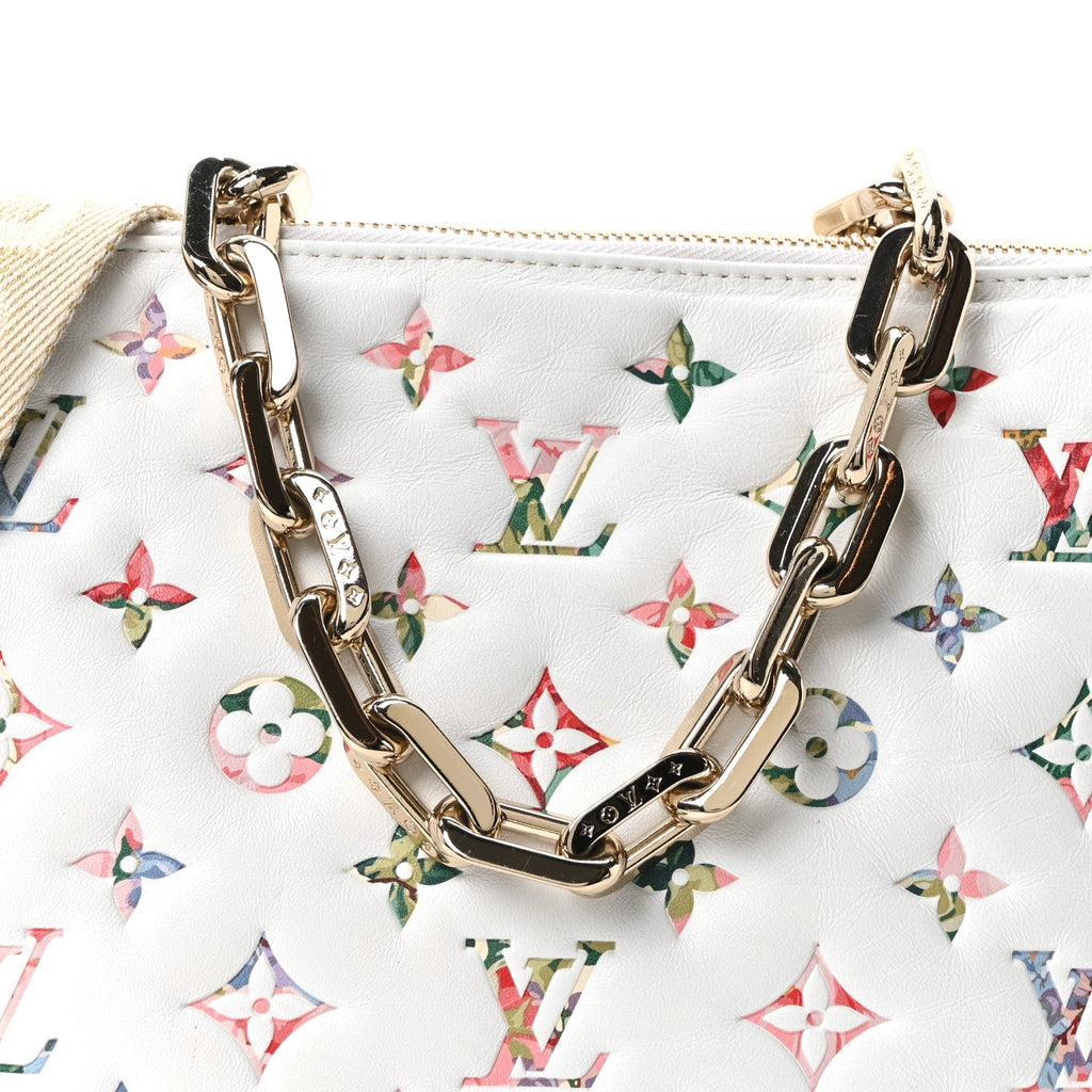 Lambskin Embossed Monogram LV Garden Coussin PM Cream