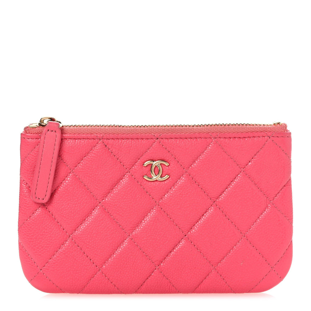 Caviar Quilted Small Cosmetic Case Pink
