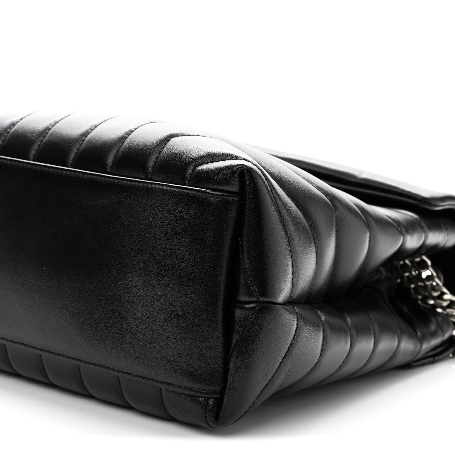 Calfskin Y Quilted Monogram Medium Loulou Chain Satchel Black