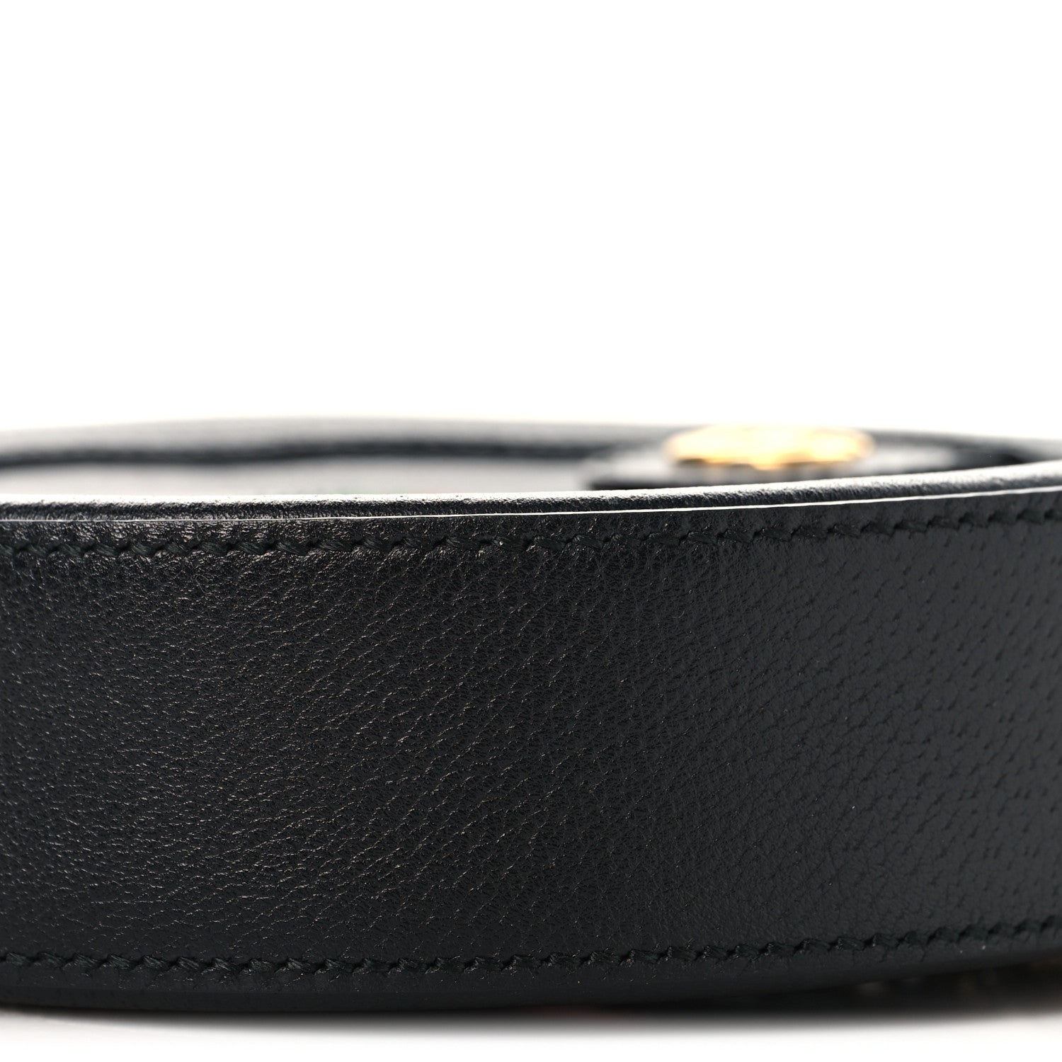 Grained Calfskin Web Mini Ophidia Round Shoulder Bag Black