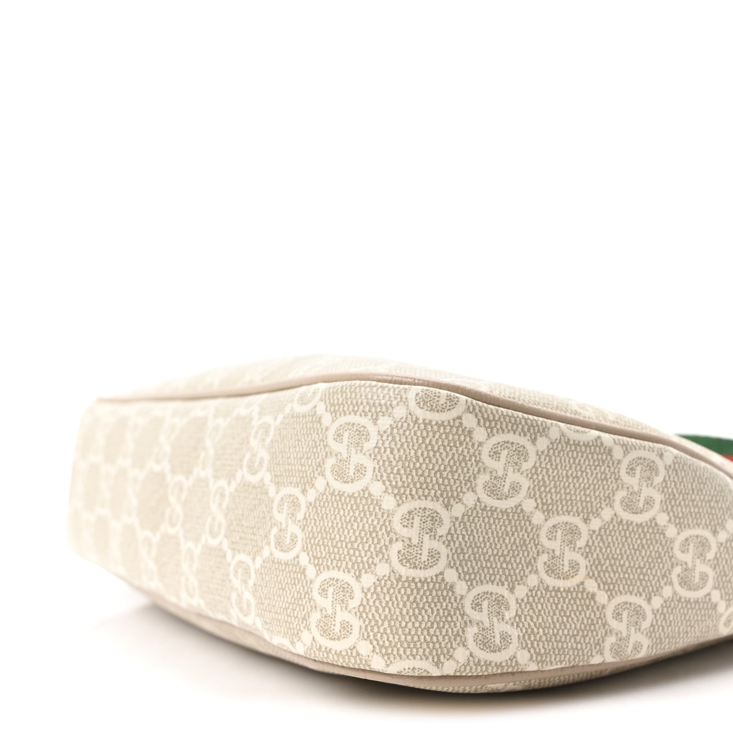 GG Supreme Monogram Textured Dollar Calfskin Web Small Ophidia GG Handbag Beige Mystic White Oatmeal