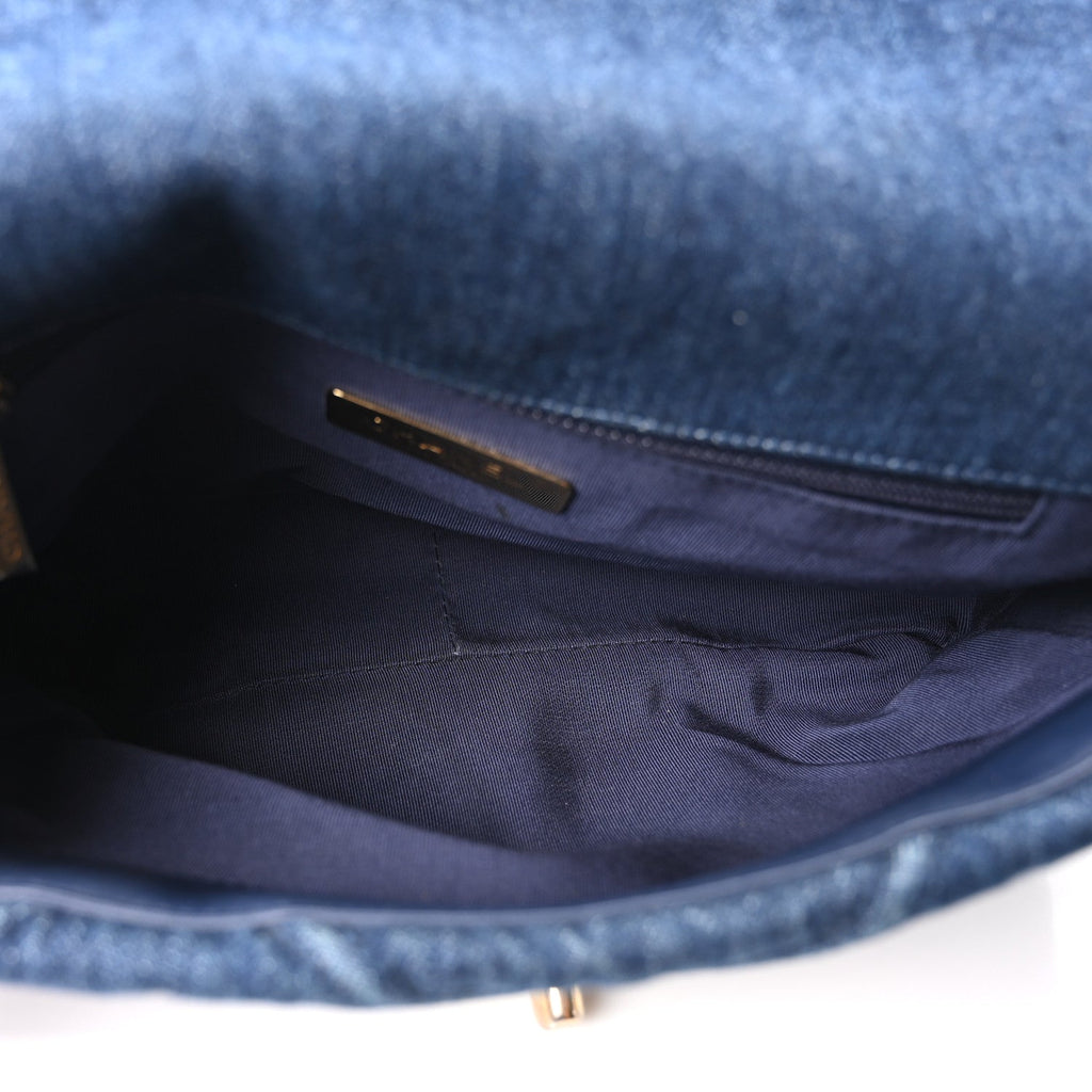 Denim Quilted Medium Chanel 19 Flap Blue