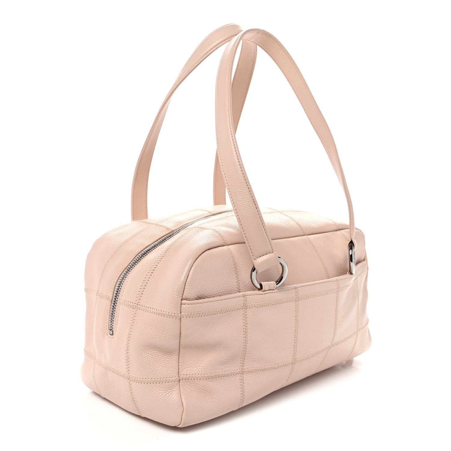 Caviar Square Stitched Bowler Pink