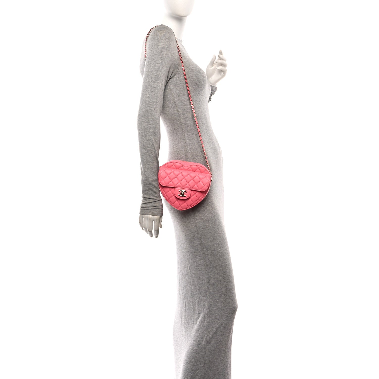 Lambskin Quilted CC In Love Heart Bag Pink