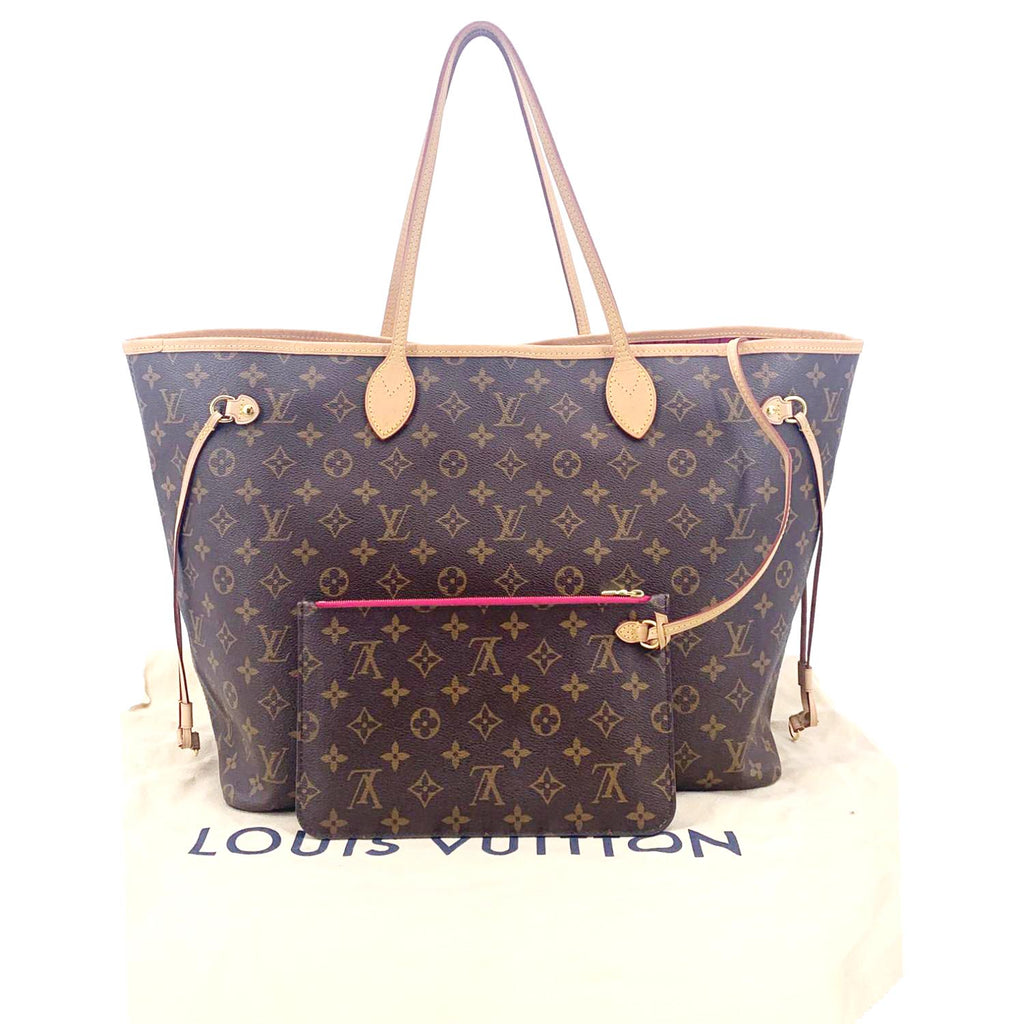 LOUIS VUITTON Neverfull GM Monogram Canvas Tote Bag Fuchsia