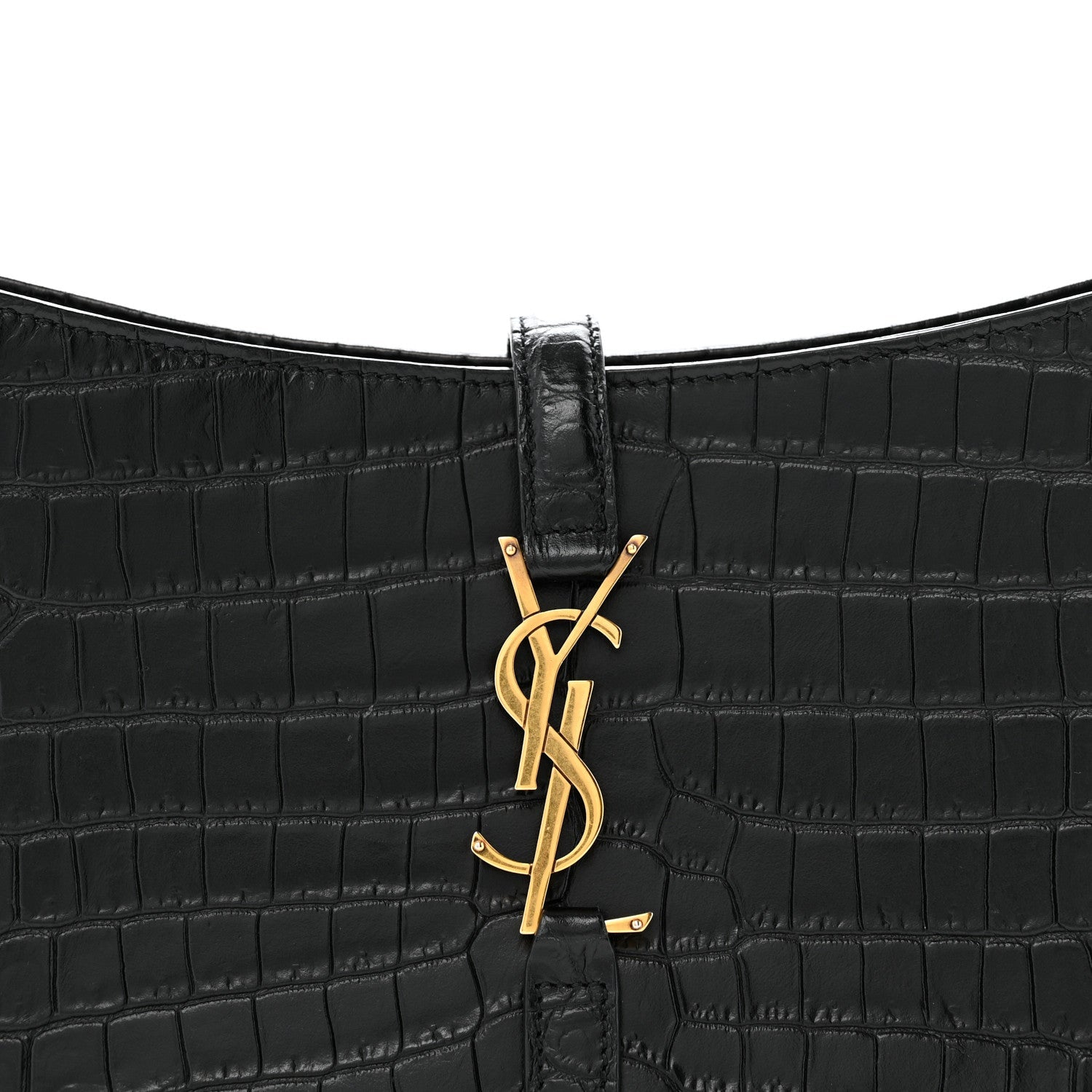 Calfskin Crocodile Embossed Le 5 A 7 Hobo Black