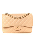 Caviar Quilted Jumbo Double Flap Beige Clair