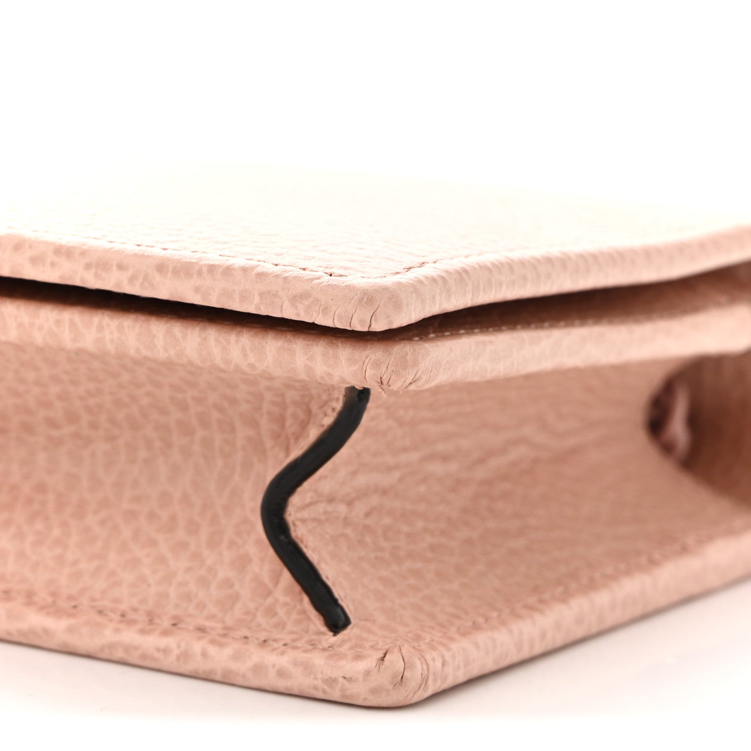 Dollar Calfskin Enamel Monochrome Mini GG Marmont Chain Wallet Perfect Pink