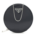 Spazzolato Round Chain Coin Crossbody Pouch  Black
