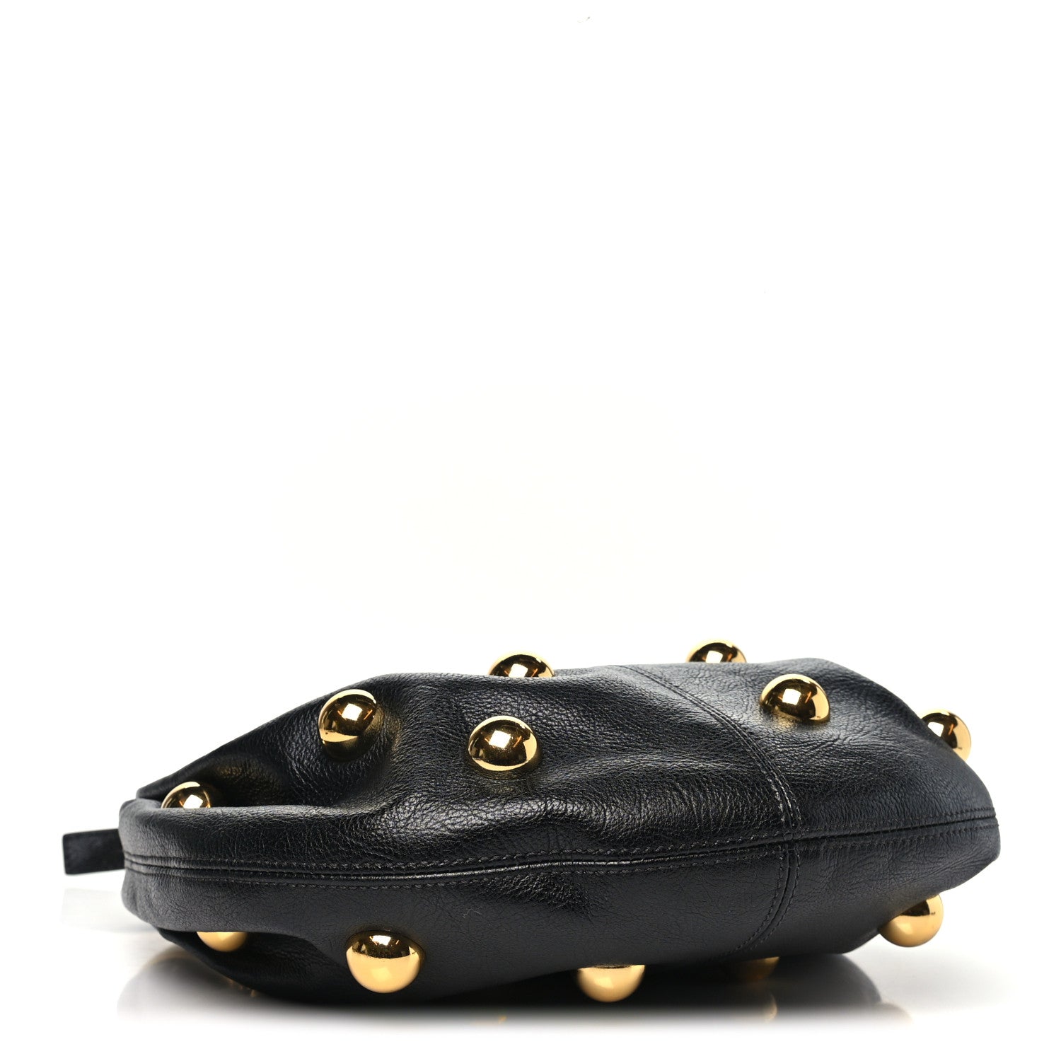 Calfskin Studded Small Bracelet Hobo Bag Black