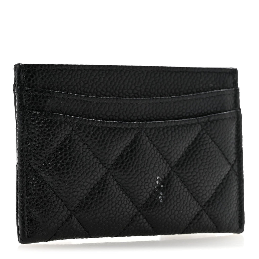 Caviar Quilted Card Holder Black