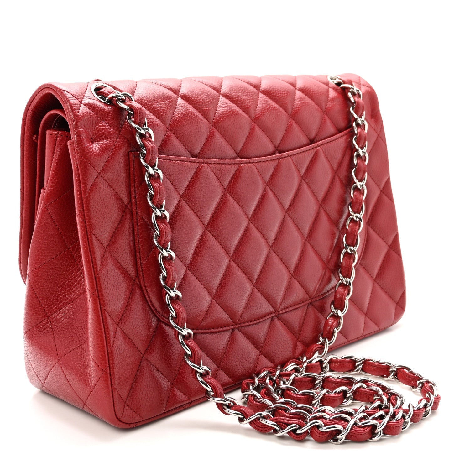 Caviar Quilted Jumbo Double Flap Red