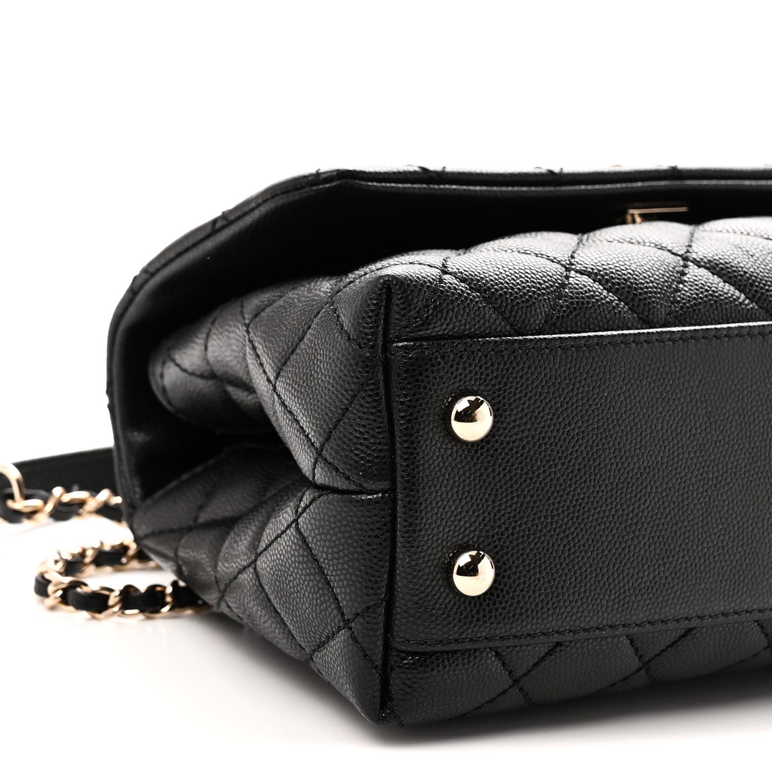 Caviar Quilted Mini Coco Handle Flap Black