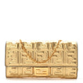 Vitello Catalan Mirror FF 1974 Embossed Continental Wallet on Chain Gold