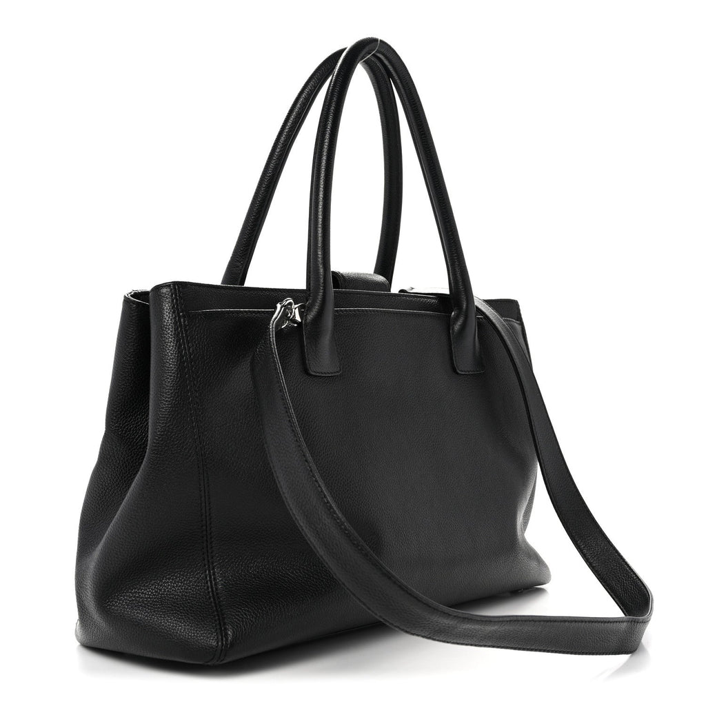 Calfskin Cerf Executive Shopper Tote Black
