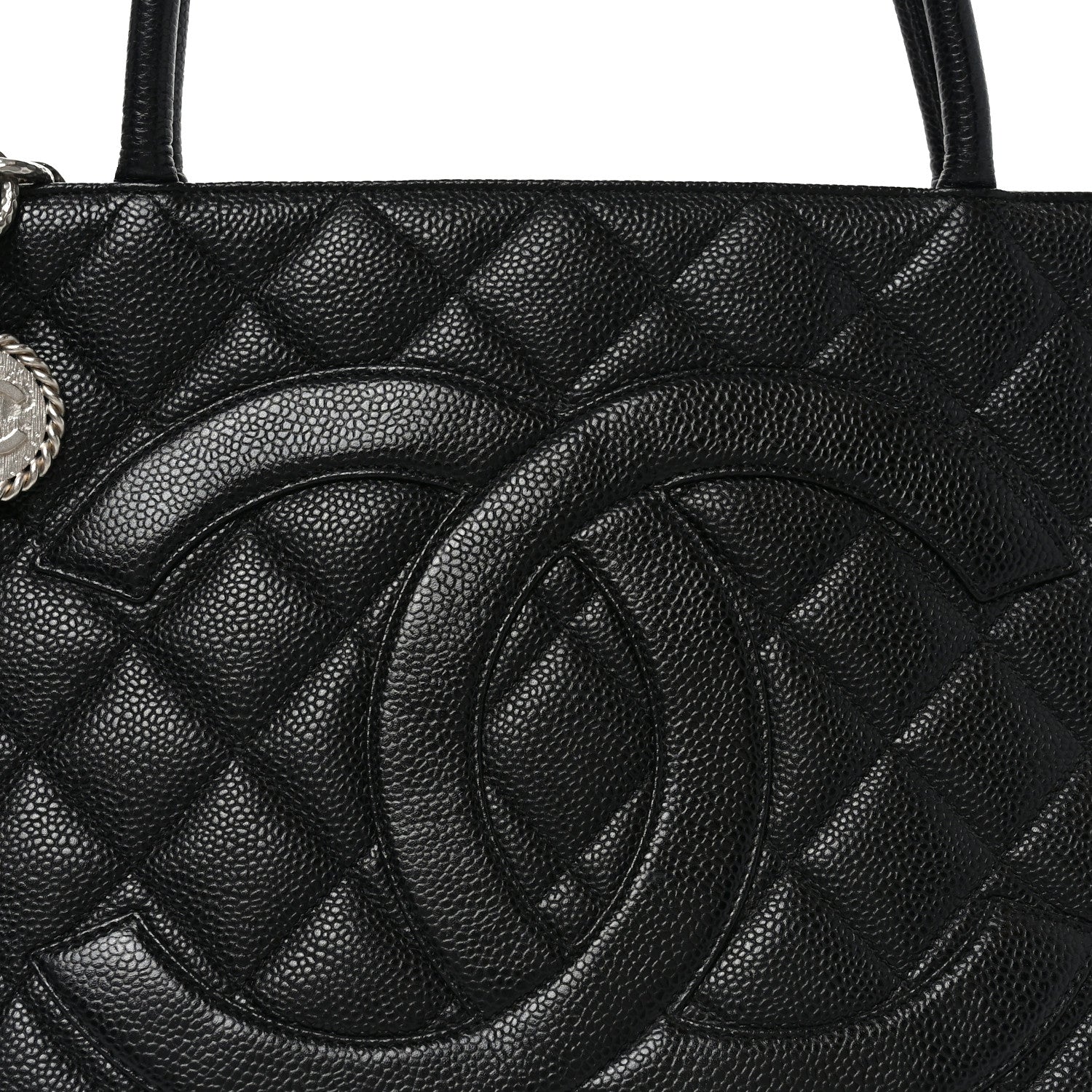 Caviar Quilted Medallion Tote Black
