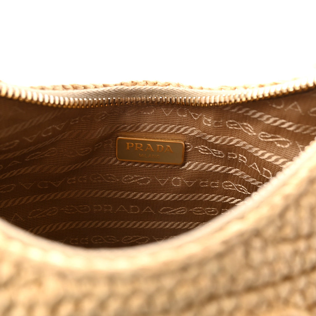 Yarn Raffia Effect Crochet Mini Re-Edition 2000 Shoulder Bag Naturale