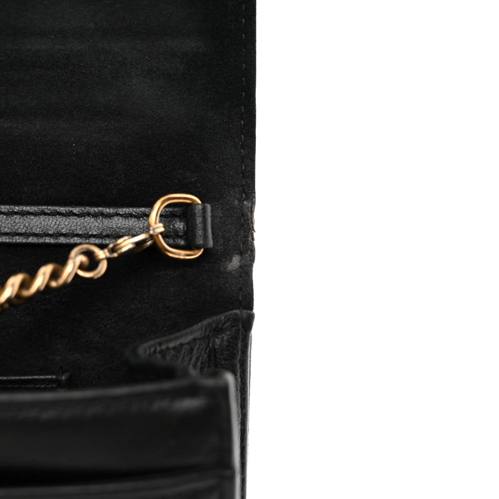 Calfskin Studded Diorama Wallet on Chain Pouch Black