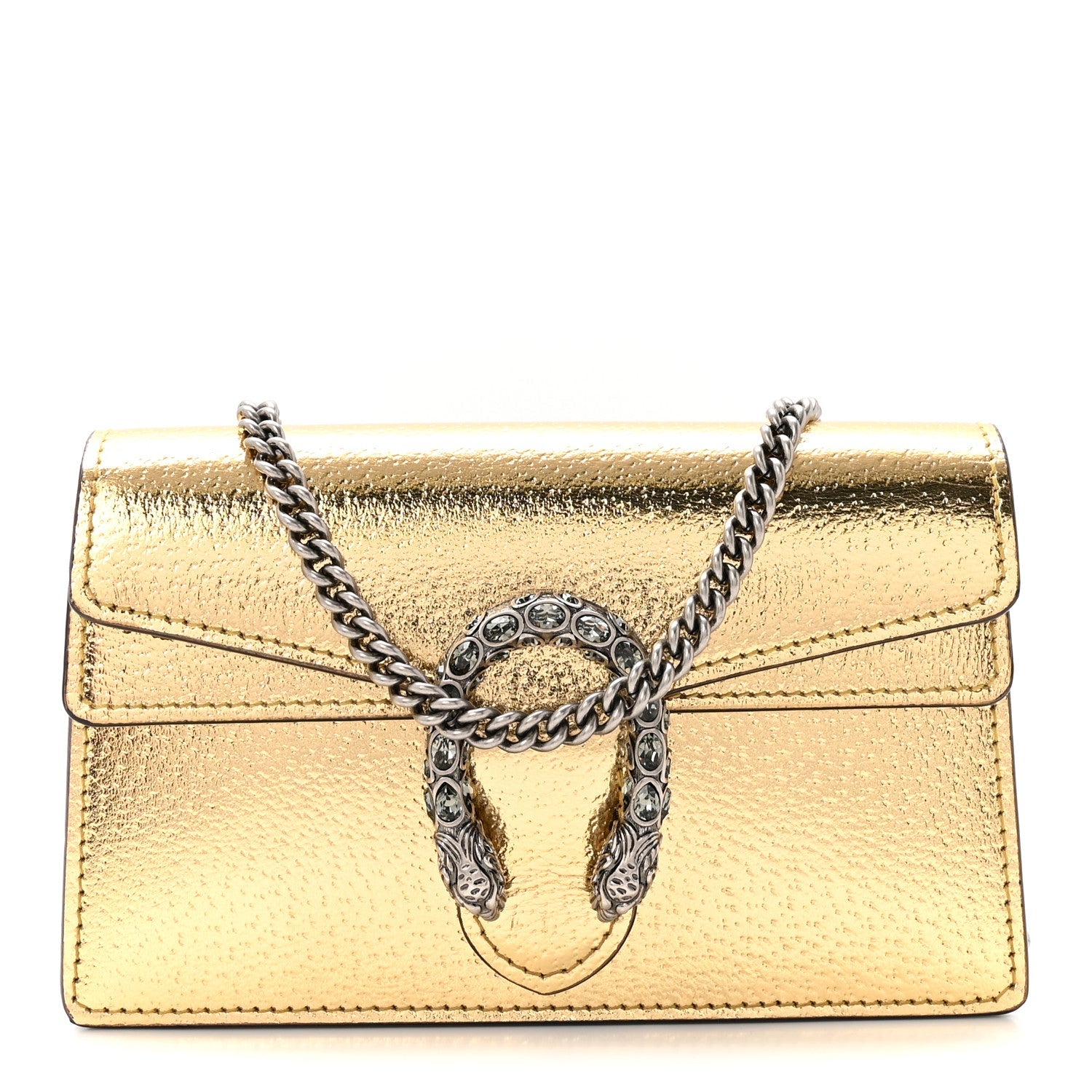 Metallic Calfskin Super Mini Dionysus Shoulder Bag Gold