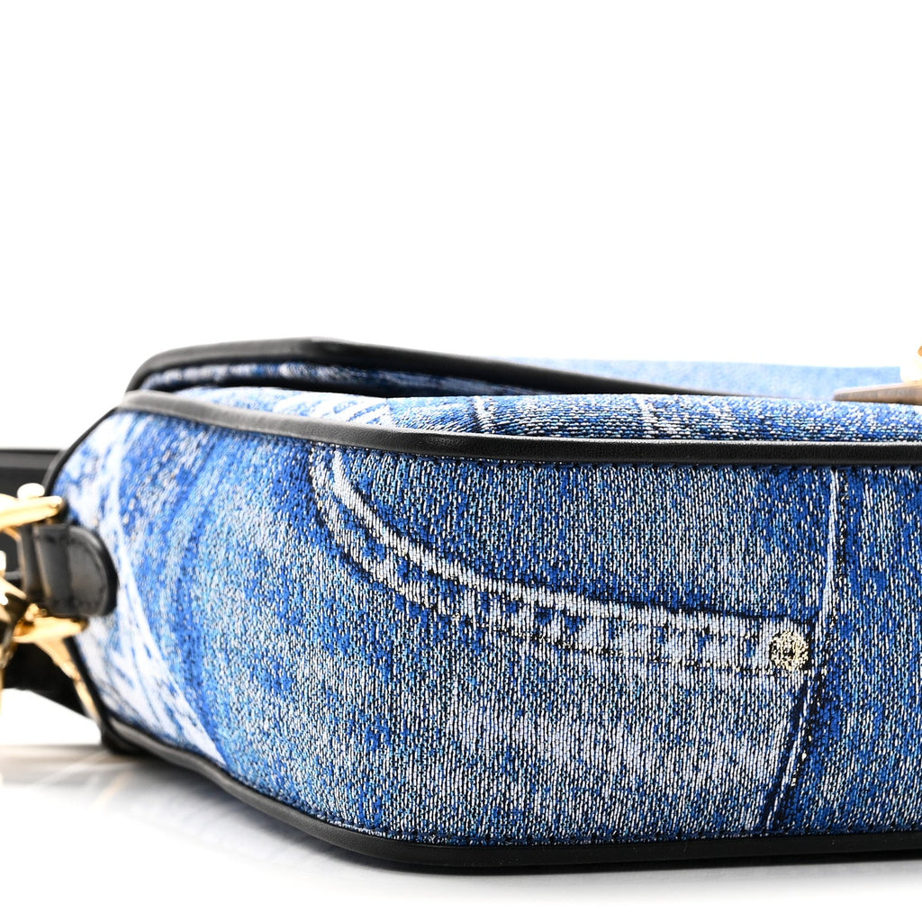 X VERSACE Denim Fendace Patchwork Baguette Blue