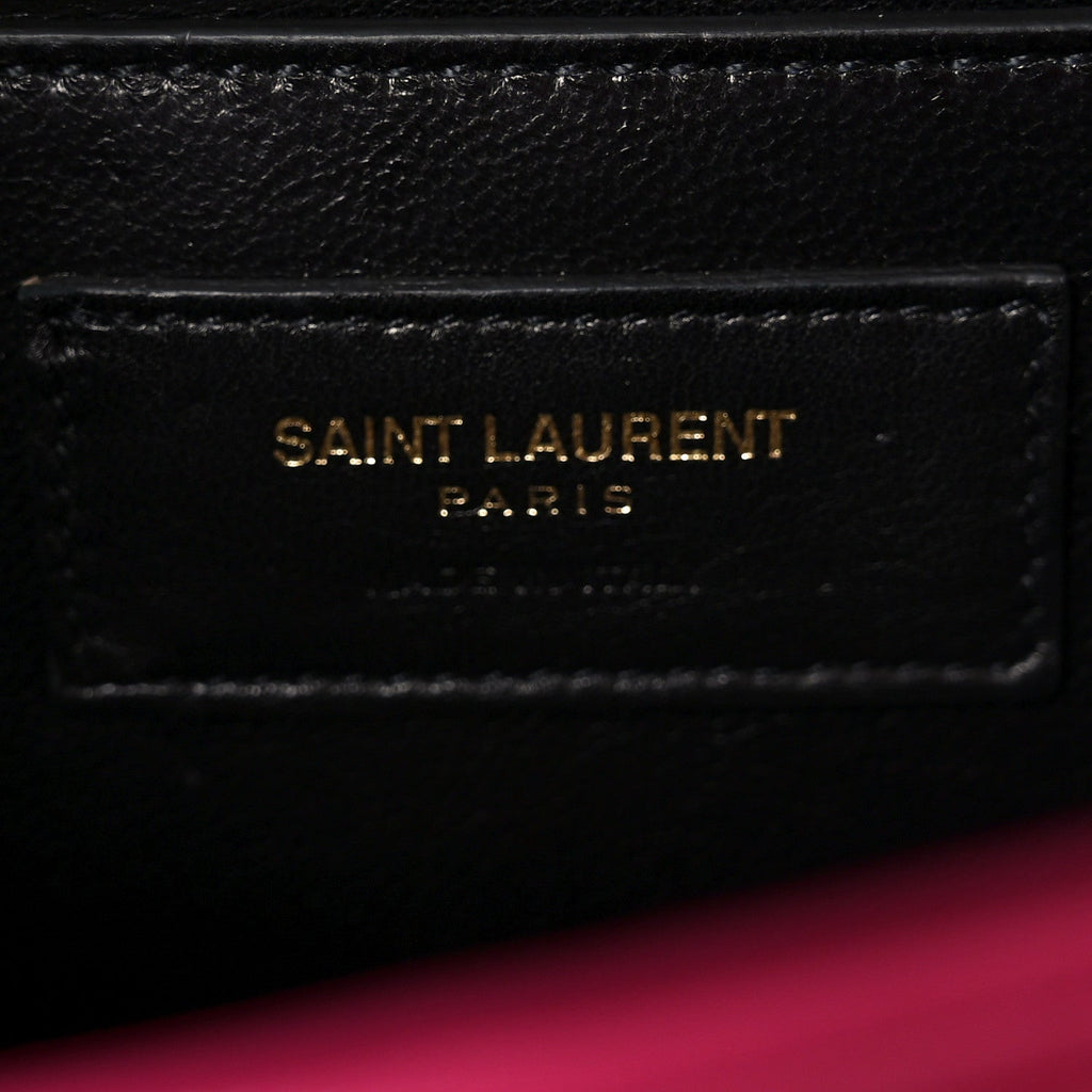 Lambskin Matelasse Medium Monogram Satchel Fuchsia